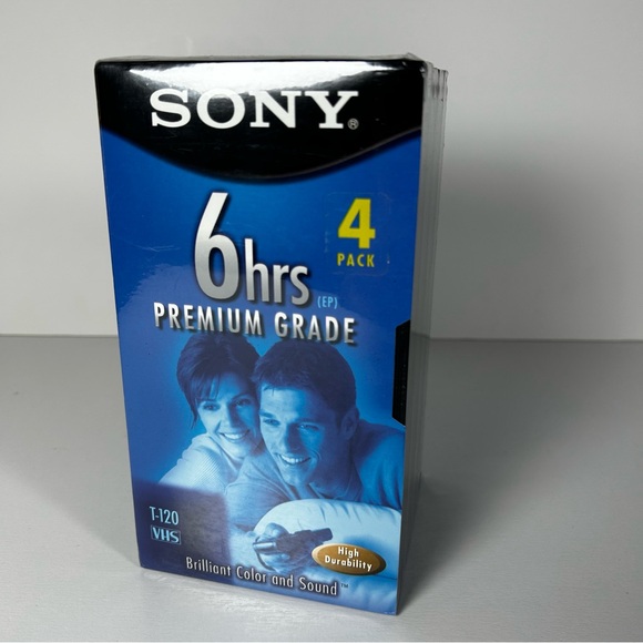 SONY Premium Grade VHS Video Cassette Tapes T-120 Pack Of 4 6 Hours New Sealed - Picture 4 of 6